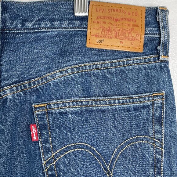 Levi's 501 Original Cropped High Waist Jeans Raw Drop Hem Women's Size 30 - Picture 8 of 10
